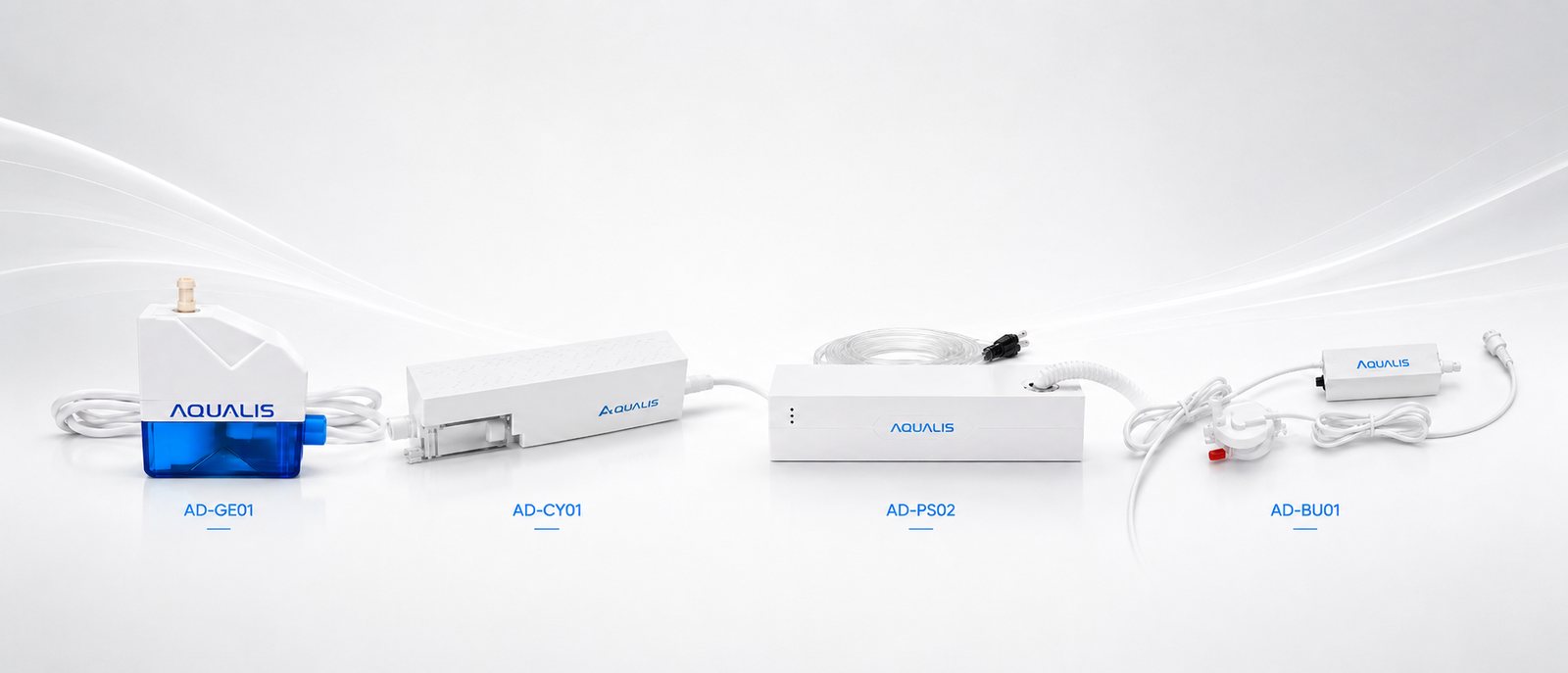 La gamme Aqualis : pompes de condensats AD-PS02, AD-CY01 et AD-BU01